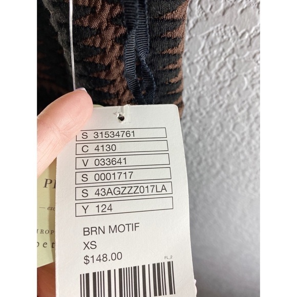 Anthropologie Maeve Meridian Midi Striped Quilted Brown Black Dress NWT - Picture 7 of 14